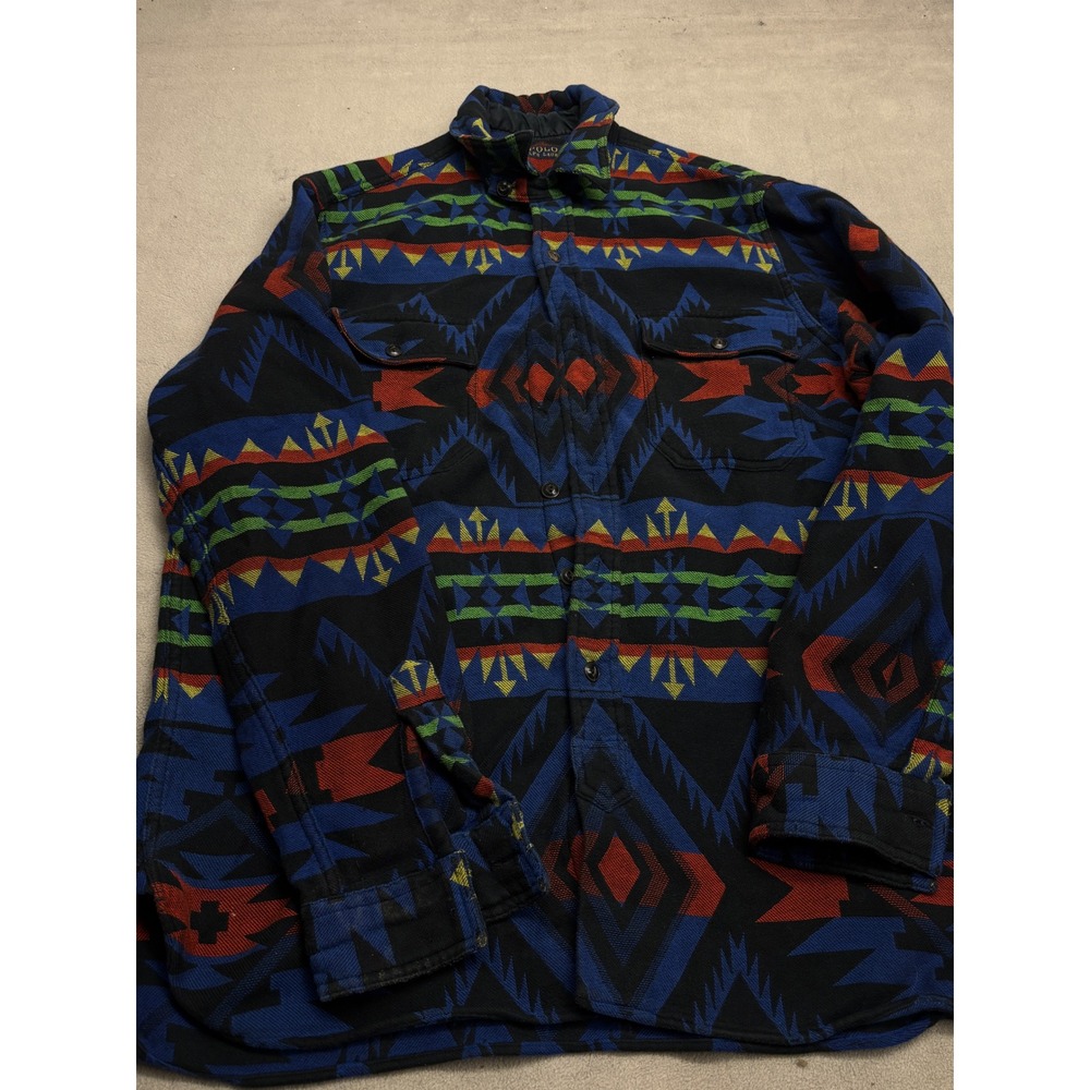 Polo Ralph Lauren Southwestern Geometric Flannel Shirt Mens Large Indian Aztec